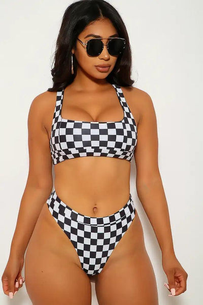 Checkered Print Two Piece Swimsuit - AMIClubwear