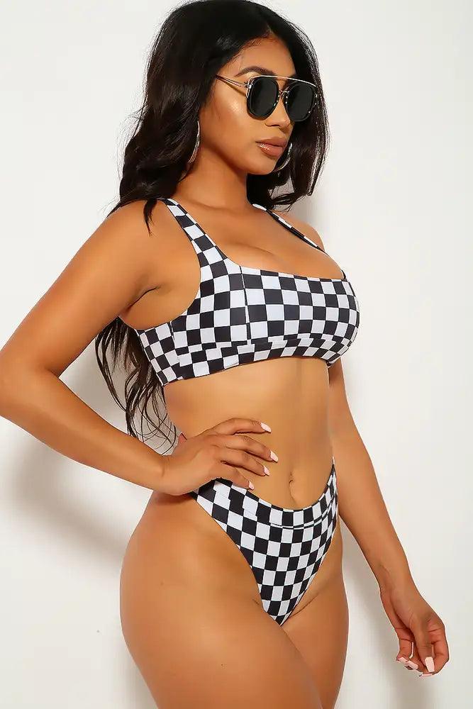 Checkered Print Two Piece Swimsuit - AMIClubwear