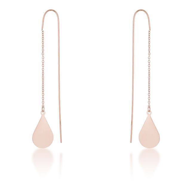 Chloe Rose Gold Stainless Steel Teardrop Threaded Drop Earrings - AMIClubwear