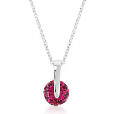 Classic Solitaire Red Cubic Zirconia Pendant - AMIClubwear