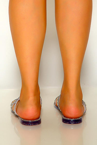 Clear Rhinestones Strappy Open Toe Sandals - AMIClubwear