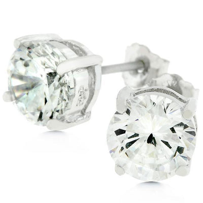 Clear Silver Round Studs 6.25 MM Earrings - AMIClubwear