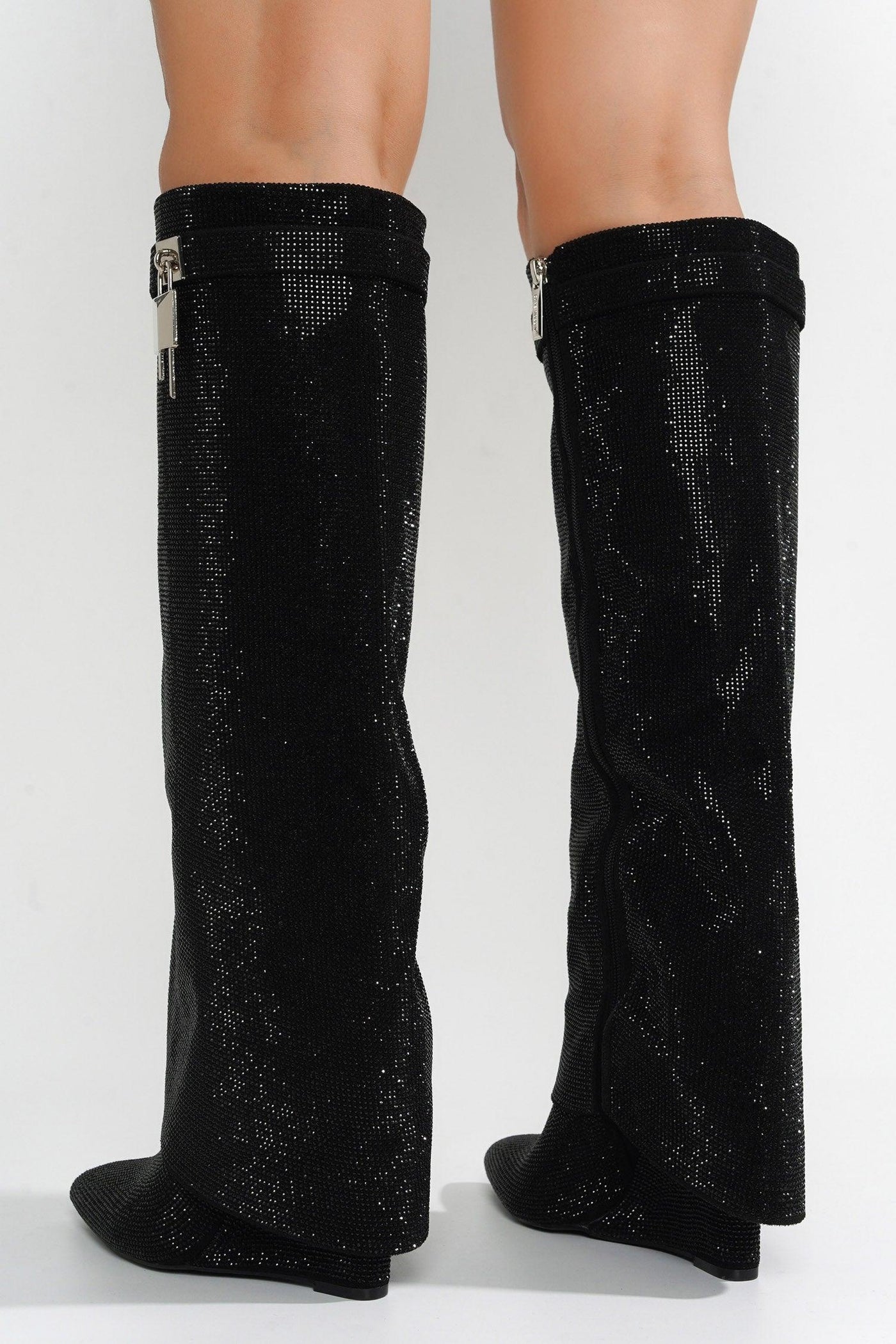 CRARA - BLACK Thigh High Boots - AMIClubwear