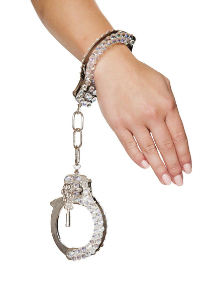 CU102 - Silver Handcuffs with Rhinestones - AMIClubwear