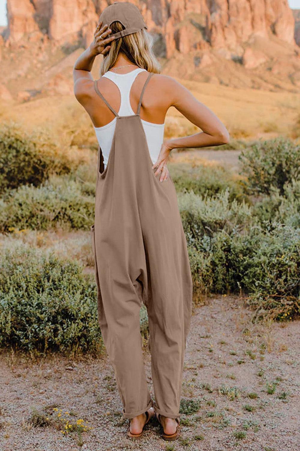 Double Take Full Size V-Neck Sleeveless Jumpsuit with Pockets - AMIClubwear