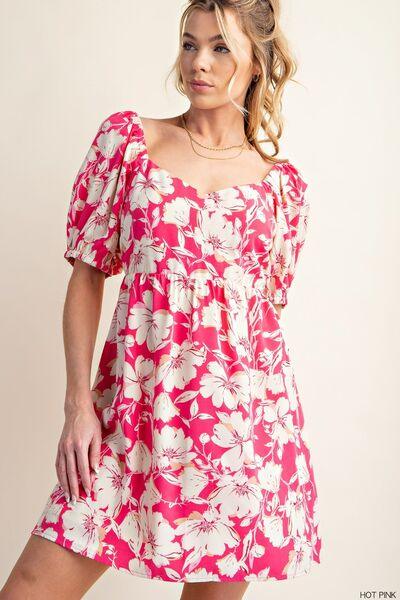 Kori America Floral Short Sleeve Mini Dress - AMIClubwear