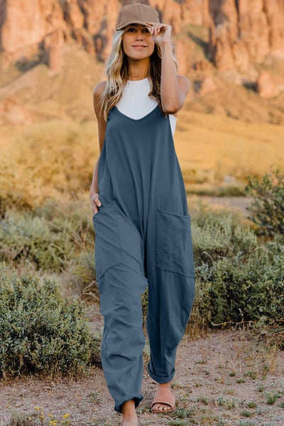 Double Take Full Size V-Neck Sleeveless Jumpsuit with Pockets - AMIClubwear