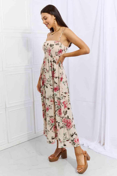 OneTheLand Hold Me Tight Sleeveless Floral Maxi Dress in Pink - AMIClubwear