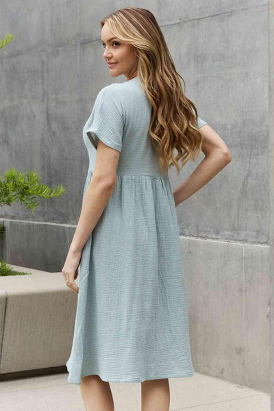 Sweet Lovely By Jen Full Size Button Down Midi Dress - AMIClubwear