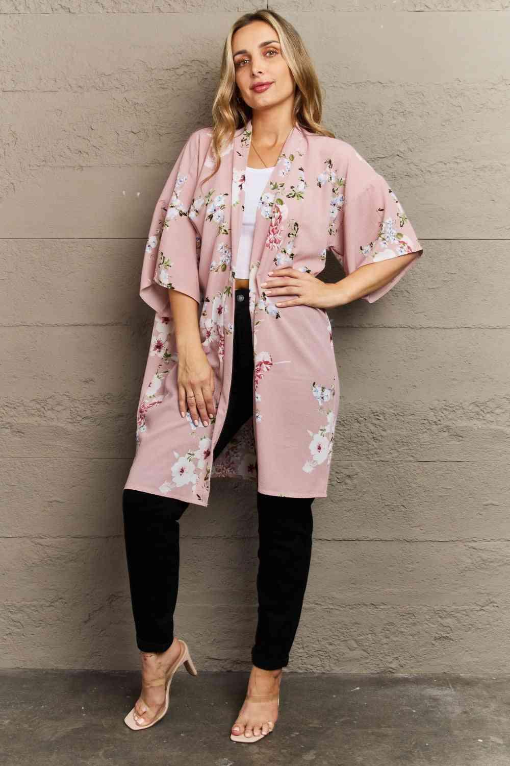 Justin Taylor Aurora Rose Floral Kimono - AMIClubwear
