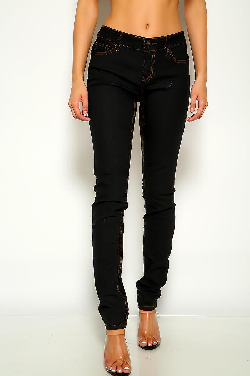 Dark Blue Denim Skinny Mid Rise Jeans - AMIClubwear