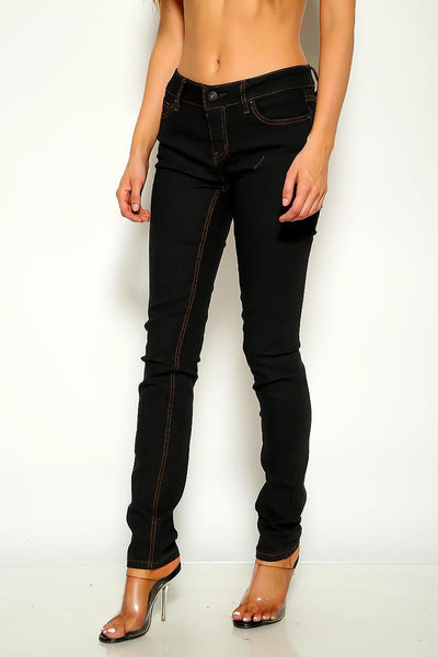 Dark Blue Denim Skinny Mid Rise Jeans - AMIClubwear