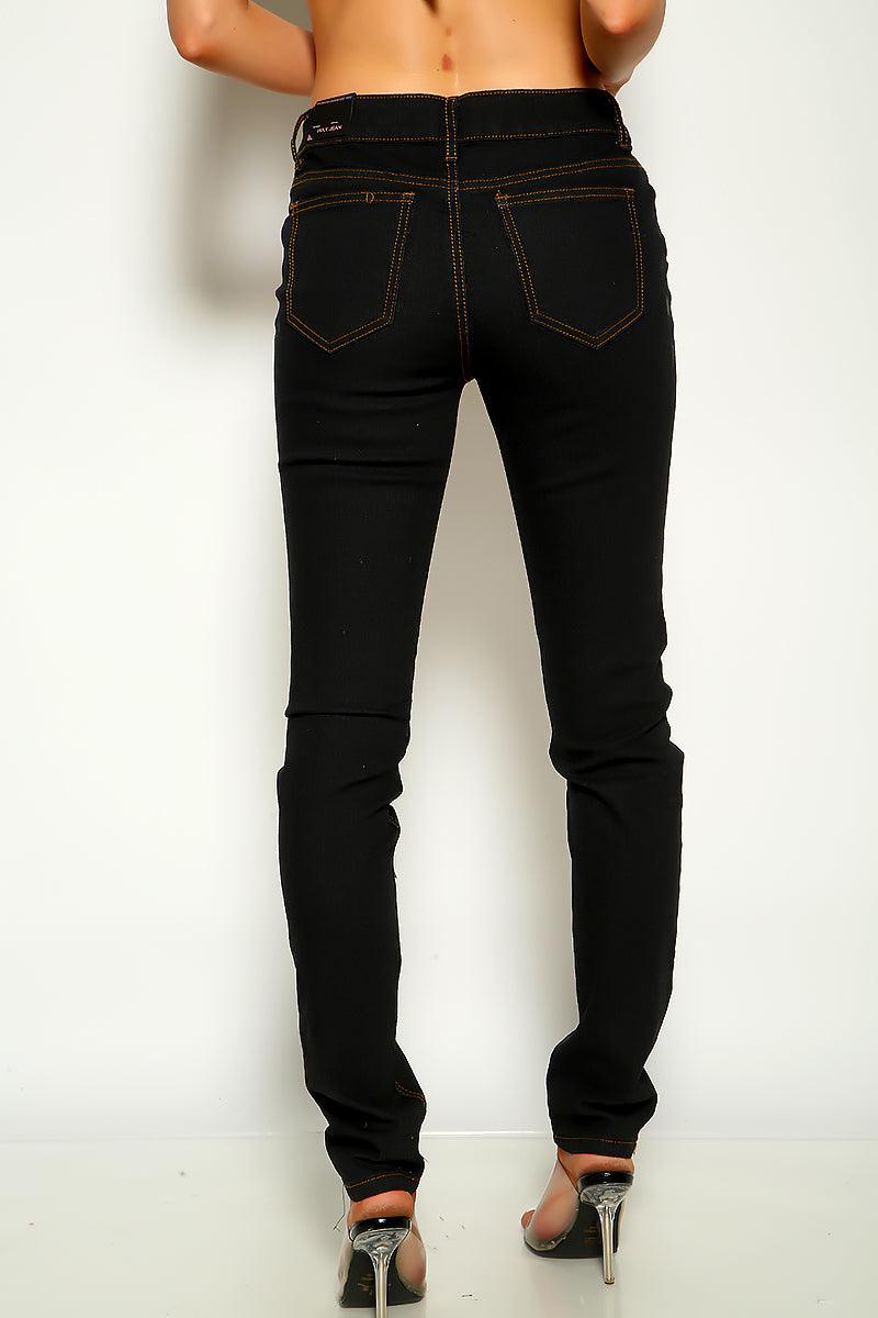 Dark Blue Denim Skinny Mid Rise Jeans - AMIClubwear