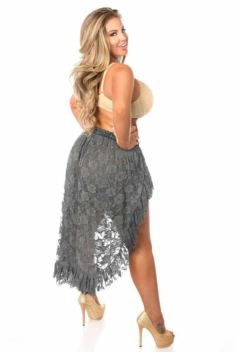 Dark Grey Lace High Low Skirt - Daisy Corsets