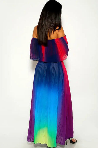 Dark Purple Off The Shoulder Maxi Dress - AMIClubwear