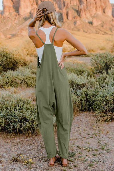 Double Take Full Size V-Neck Sleeveless Jumpsuit with Pockets - AMIClubwear