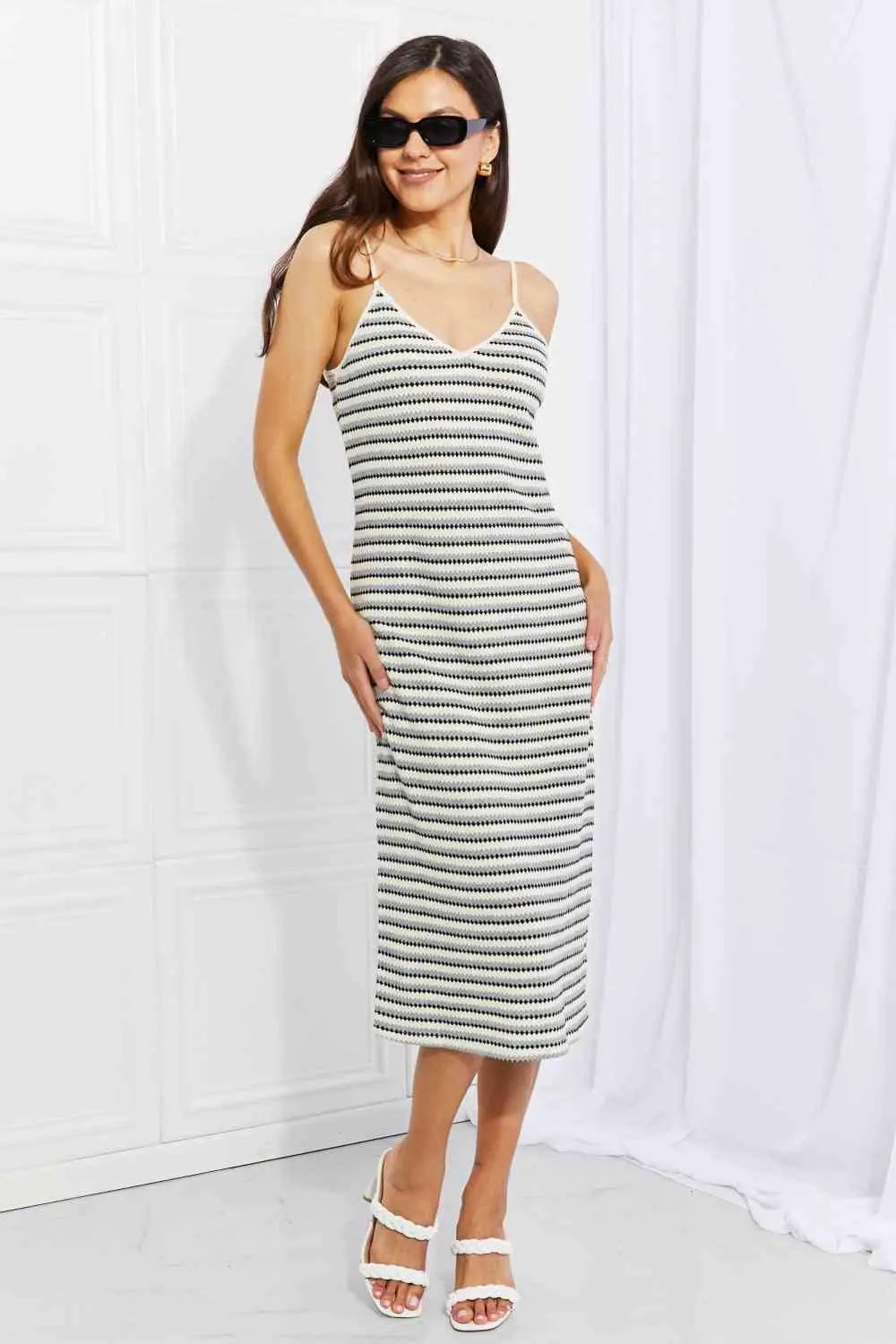 HYFVE One to Remember Striped Sleeveless Midi Dress