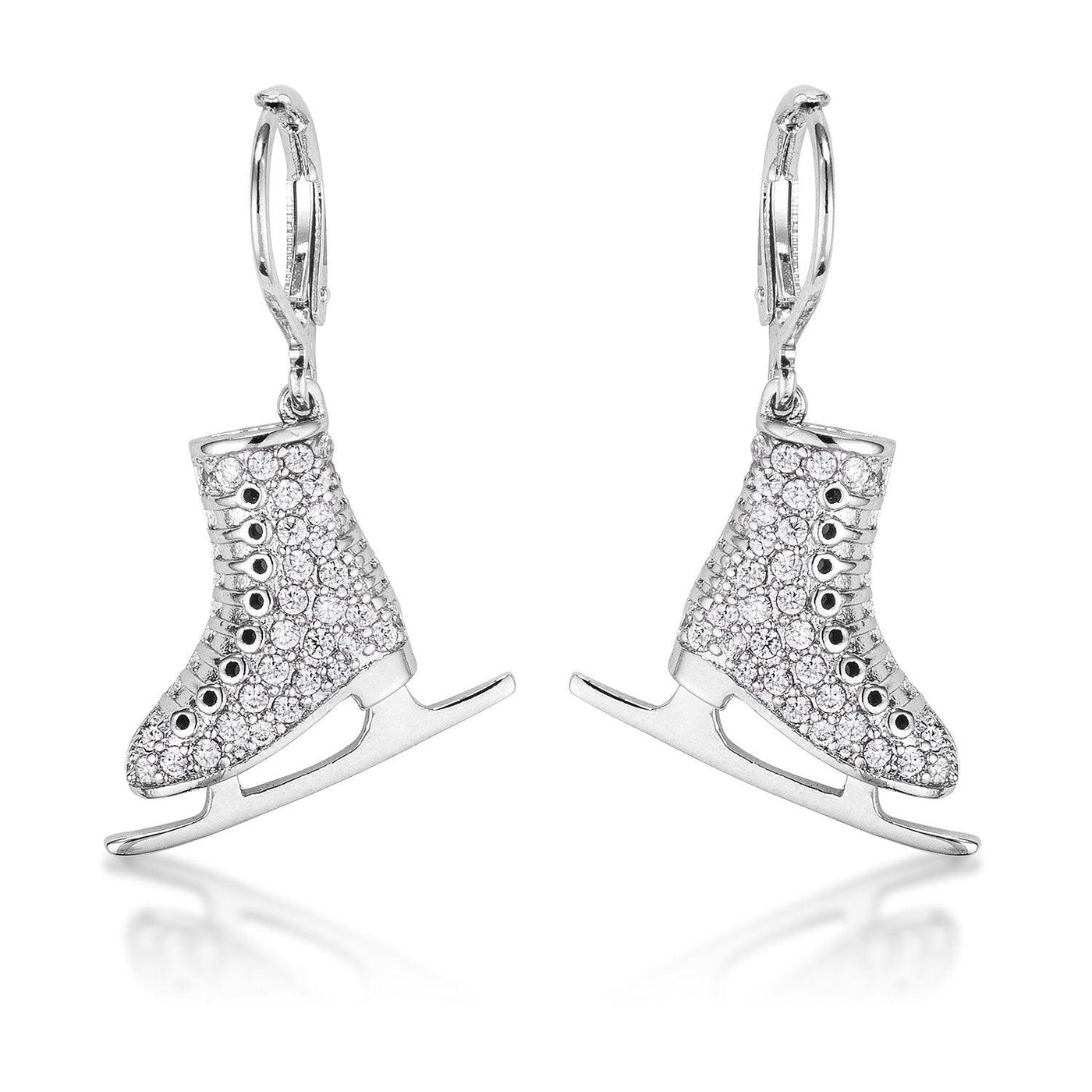 Delicate .85Ct Rhodium Plated Ice Skate Earrings - AMIClubwear