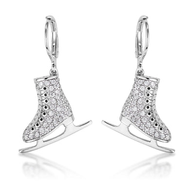 Delicate .85Ct Rhodium Plated Ice Skate Earrings - AMIClubwear