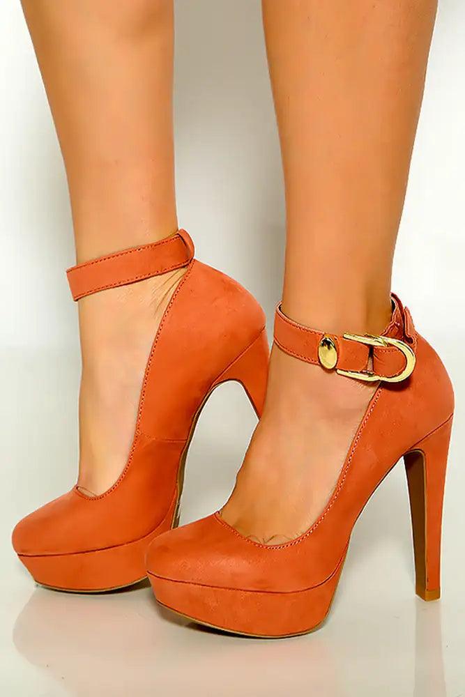 Dusty Blush Suede Ankle Strap Platform High Heels - AMIClubwear