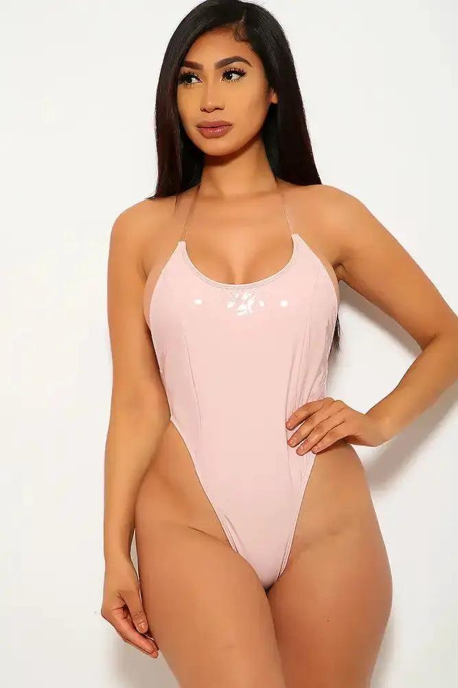Celeste Leather Look Monokini One Piece Swimsuit