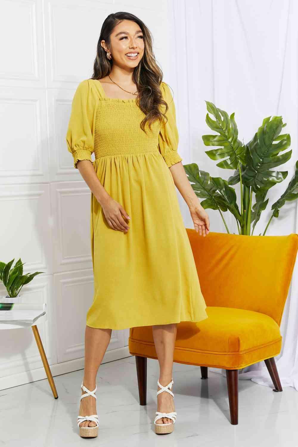 ODDI Full Size Love You Forever Square Neck Midi Dress - AMIClubwear