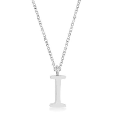 Elaina Rhodium Stainless Steel I Initial Necklace - AMIClubwear