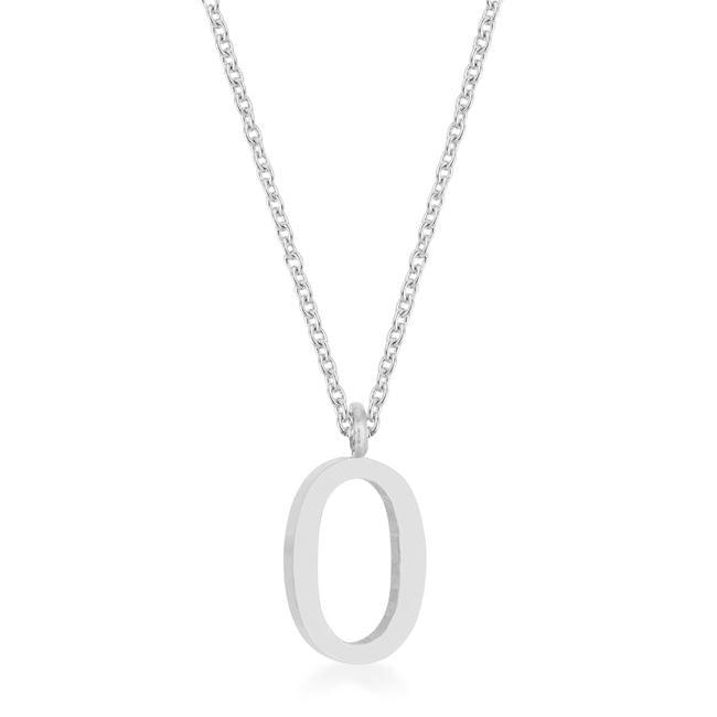 Elaina Rhodium Stainless Steel O Initial Necklace - AMIClubwear