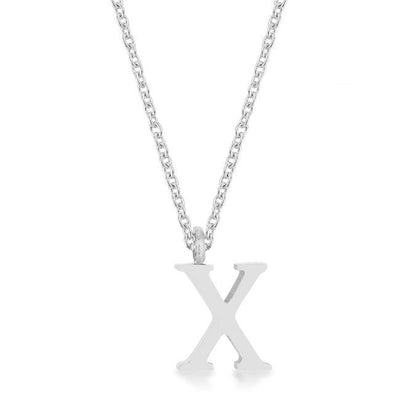 Elaina Rhodium Stainless Steel X Initial Necklace - AMIClubwear