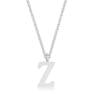 Elaina Rhodium Stainless Steel Z Initial Necklace - AMIClubwear