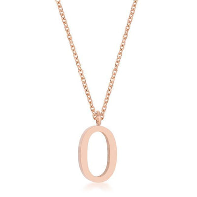 Elaina Rose Gold Stainless Steel O Initial Necklace - AMIClubwear