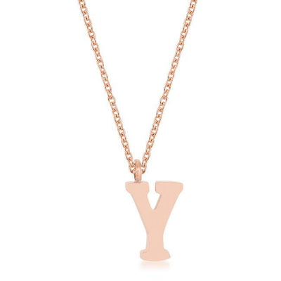 Elaina Rose Gold Stainless Steel Y Initial Necklace - AMIClubwear