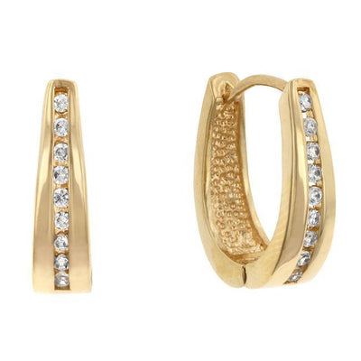 Elegant Goldtone Finish Cubic Zirconia Hoop Earrings - AMIClubwear