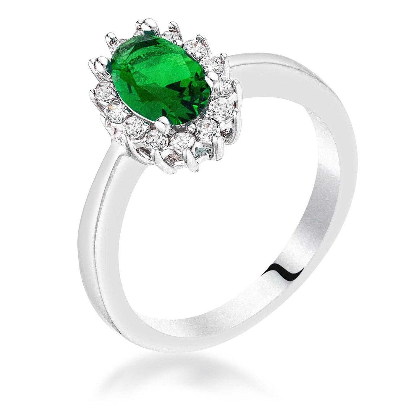 Emerald Green CZ Petite Oval Ring, <b>Size 5</b> - AMIClubwear