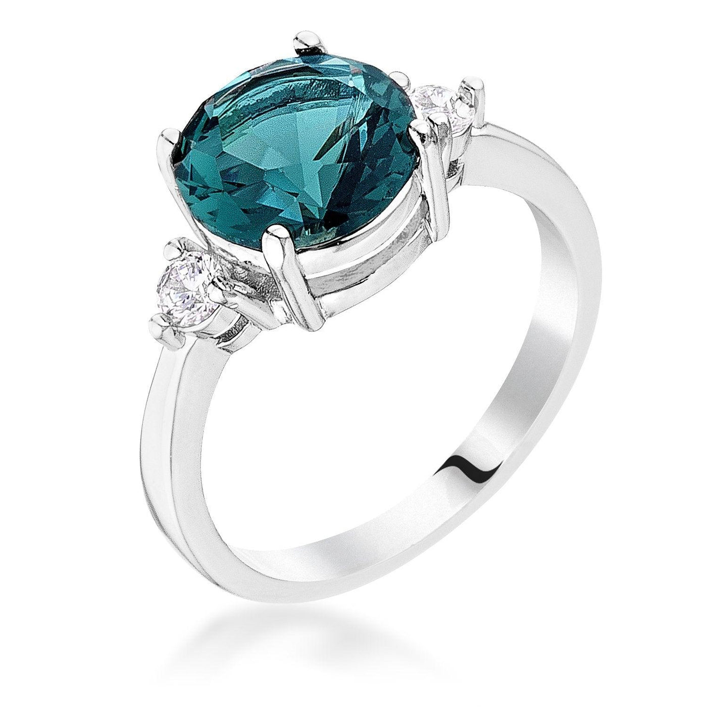 Exquisite Blue Green Three Stone CZ Engagement Ring, <b>Size 5</b> - AMIClubwear