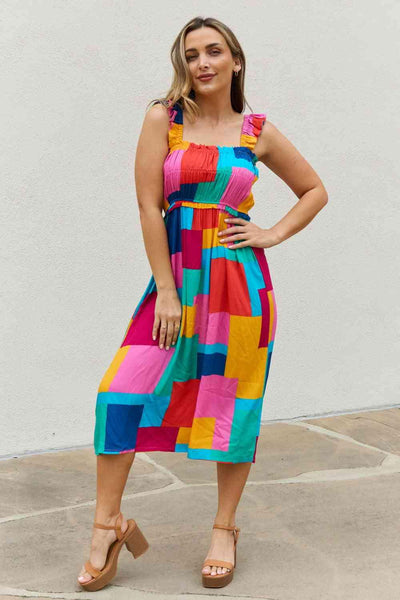 And The Why Multicolored Square Print Summer Dress - AMIClubwear