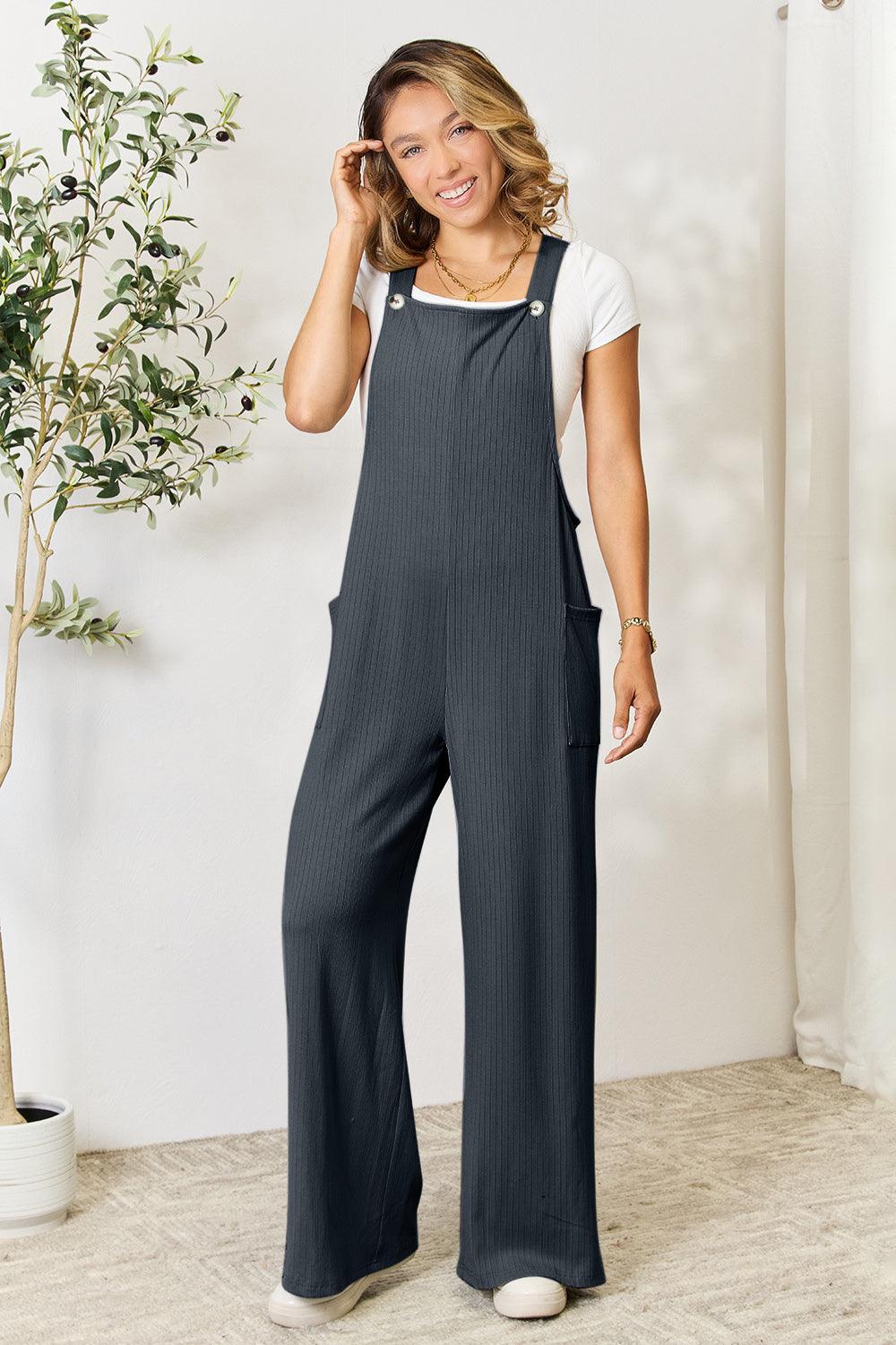 Double Take Full Size Wide Strap Overall with Pockets - AMIClubwear