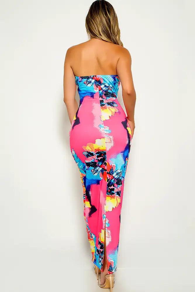 Floral Strapless Maxi Dress - AMIClubwear