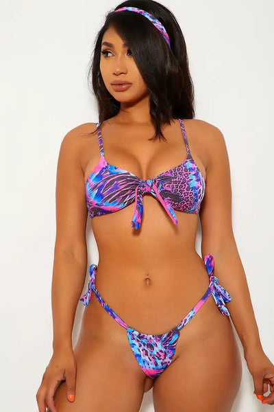 Fuchsia Blue Cheeky Two Piece Swimsuit - AMIClubwear