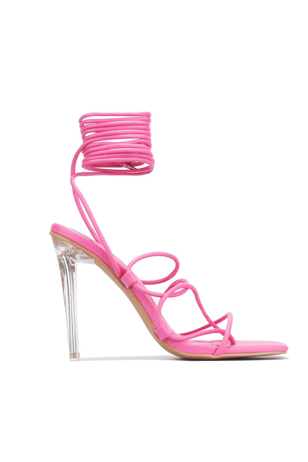 Fuchsia Clear Strappy Open Toe High Heels - AMIClubwear