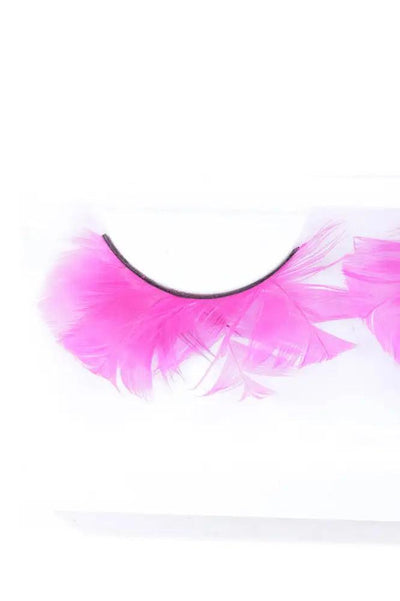Fuchsia Faux Feather Eyelashes - AMIClubwear