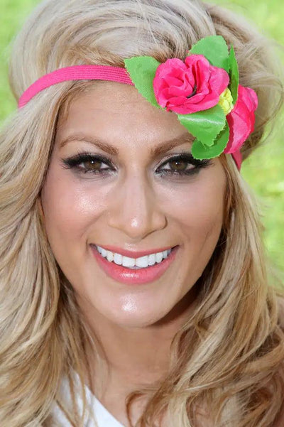 Fuchsia Faux Floral Elastic Hair Band - AMIClubwear