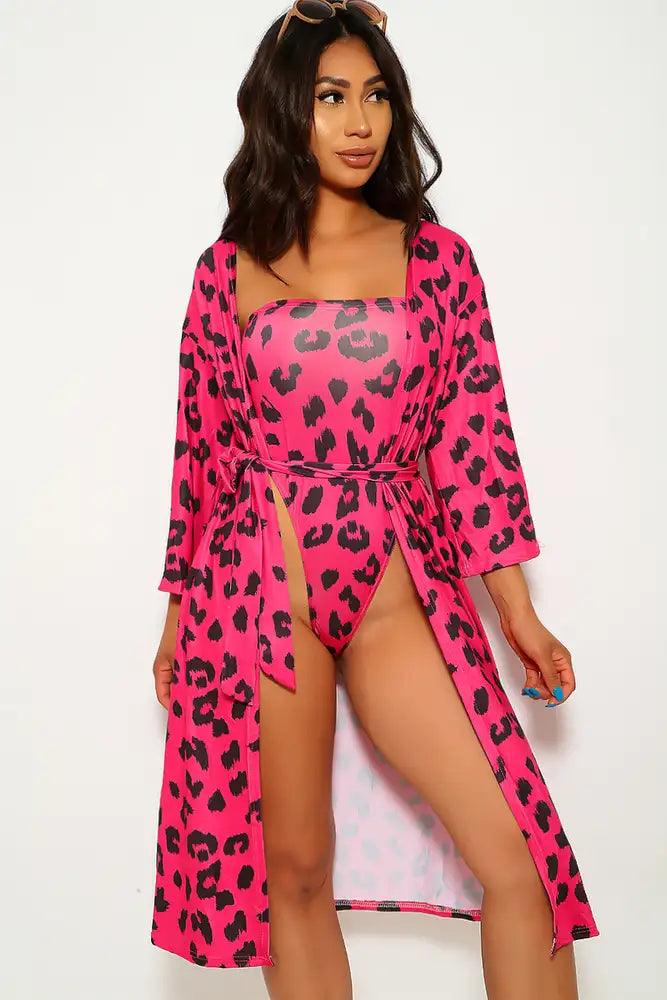 Fuchsia Leopard Swimsuit Set - AMIClubwear
