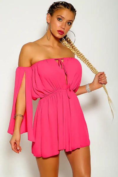 Fuchsia Off The Shoulder Sexy Flowy Party Dress - AMIClubwear