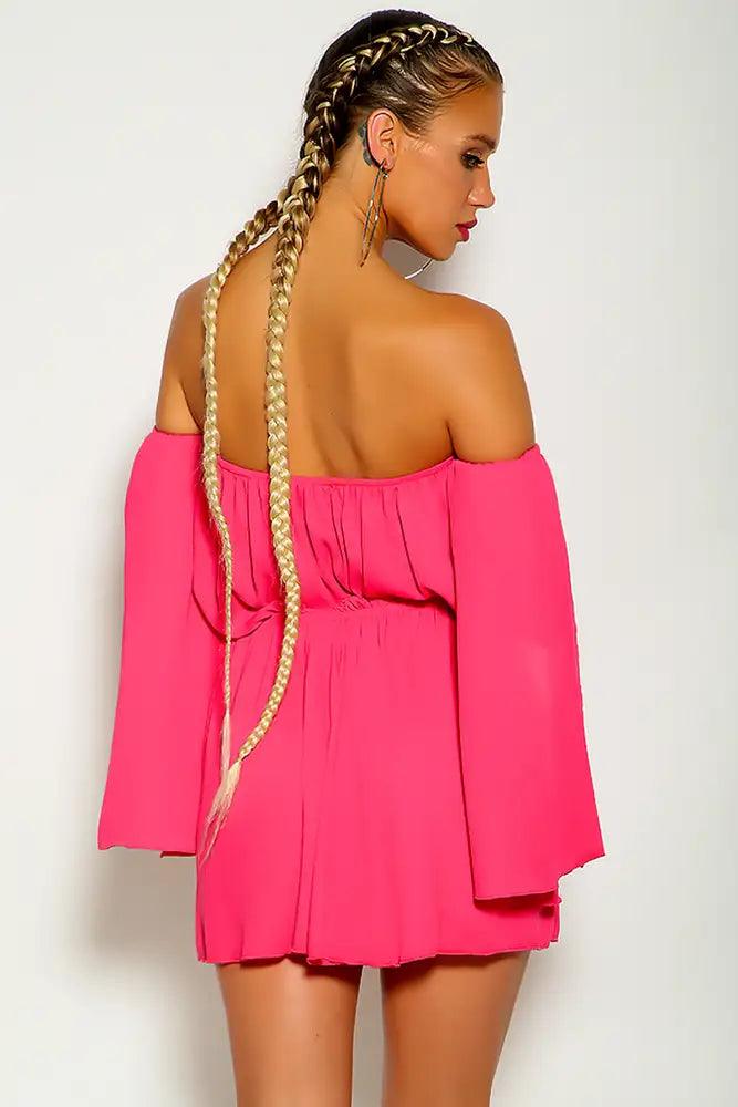 Fuchsia Off The Shoulder Sexy Flowy Party Dress - AMIClubwear