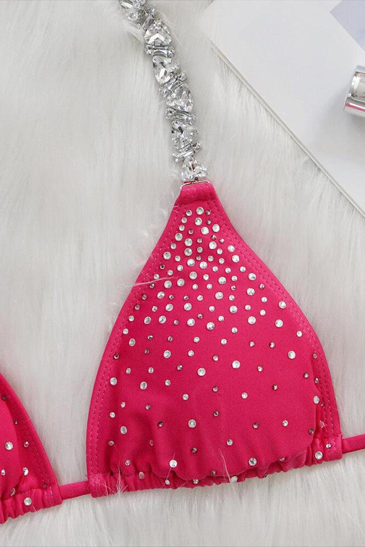 Fuchsia Rhinestone Accent Sexy Two Piece Swimsuit – AMIClubwear