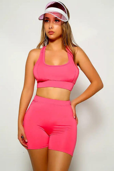 Fuchsia Sleeveless Two Piece Outfit - AMIClubwear