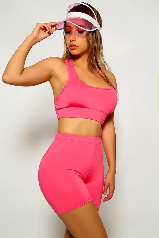 Fuchsia Sleeveless Two Piece Outfit - AMIClubwear