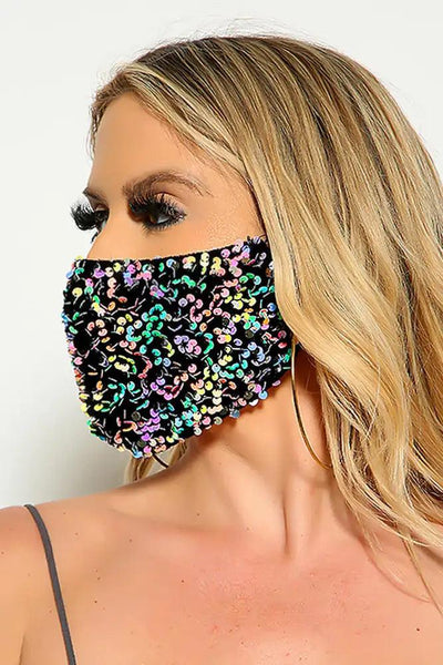 Fuchsia Velvet Sequin Reusable Mask - AMIClubwear