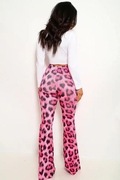 Fuchsia White Leopard Print Two Piece Outfit - AMIClubwear